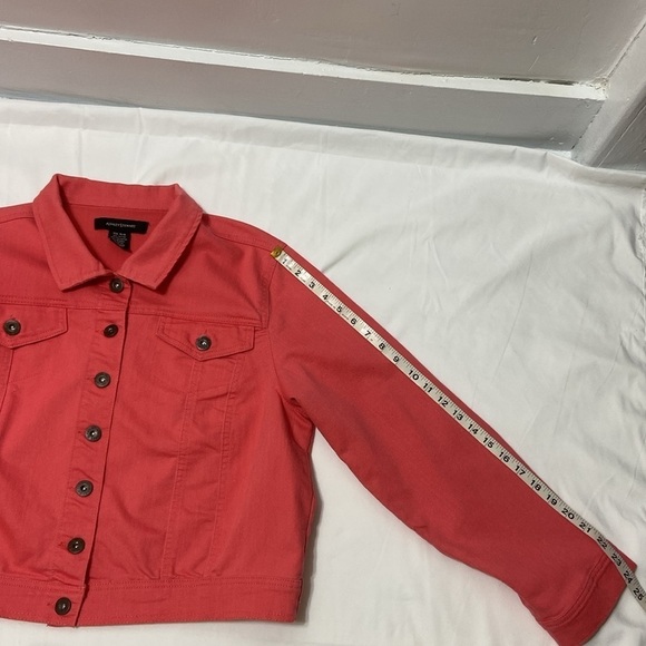 ASHLEY STEWART,WOMEN’S,FLAP POCKET,BUTTON UP FRONT,ORANGE,DENIM JACKET,SIZE-14 - Picture 7 of 12